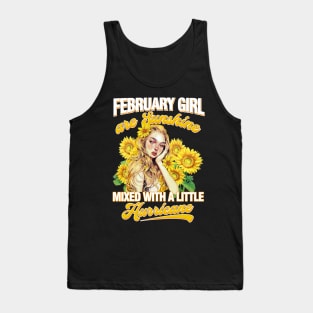 February Girl Sunshine Mixed Hurricane Shirt Cancer Leo Birthday Tank Top